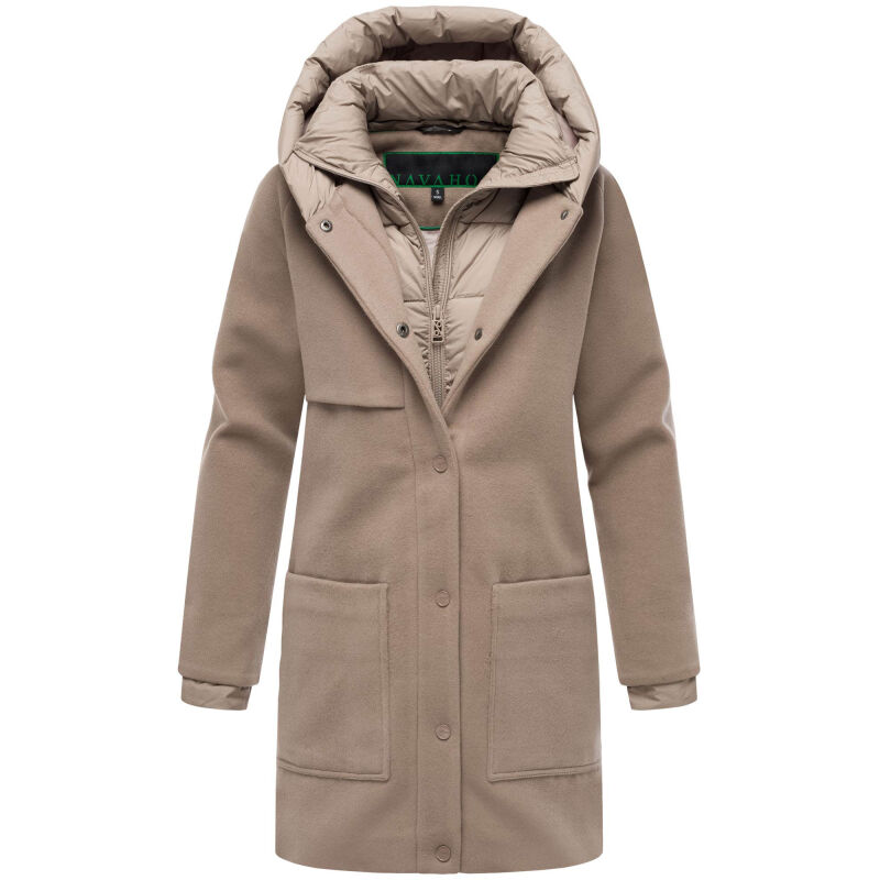 Navahoo Flauschwunder Damen Winterjacke Taupe Grey Gr&ouml;&szlig;e XXL - Gr. 44