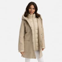 Navahoo Flauschwunder Damen Winterjacke Beige Größe S - Gr. 36