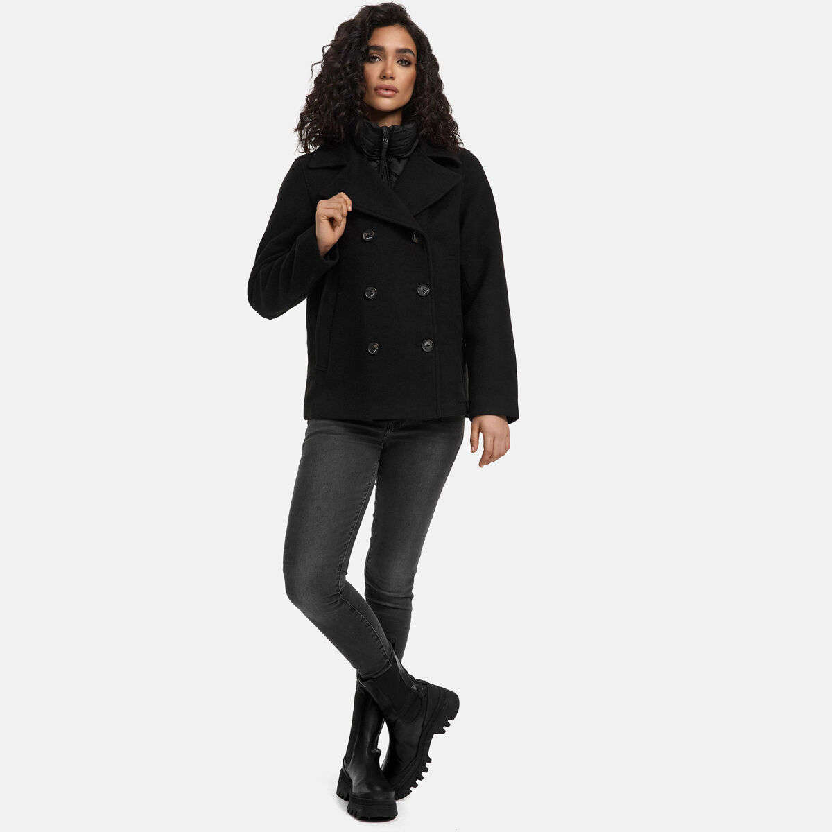 Marikoo Aylaraa Damen Winter Kabanjacke Schwarz-Größe XXXL - Gr. 46