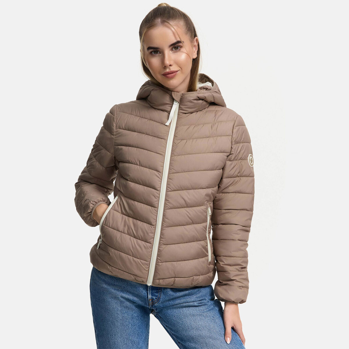 Marikoo Pack Mich Ein Damen Stepp Jacke Taupe Grey-Größe M Gr
