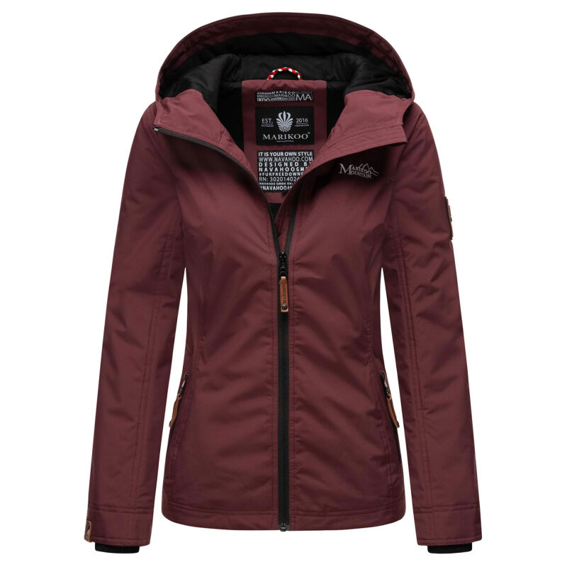 Marikoo Brombeere Damen Übergangsjacke Frühlings Jacke Weinrot-Größe XXXXXL - Gr. 50