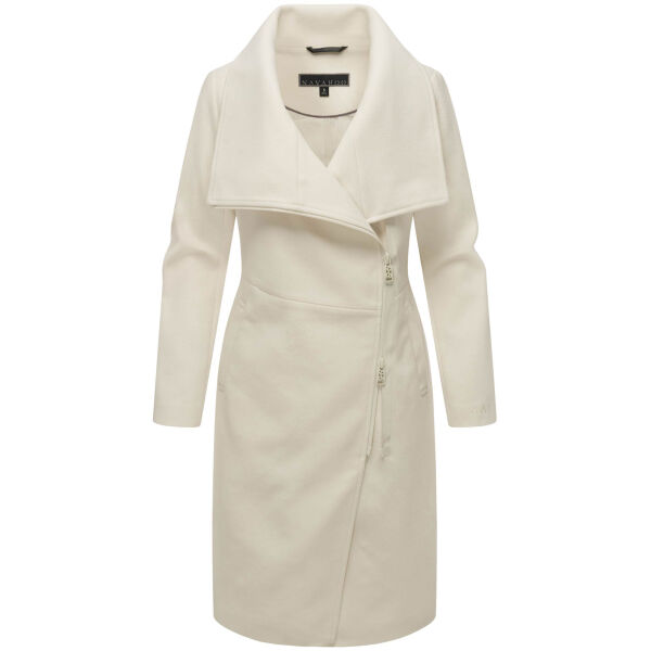 Navahoo Samtrose Damen Mantel mit Stehkragen  Offwhite-Größe XS - Gr. 34