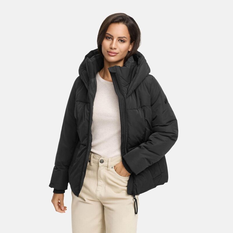 Navahoo Fl&uuml;sterfee Damen Winter Jacke  Schwarz-Gr&ouml;&szlig;e L - Gr. 40