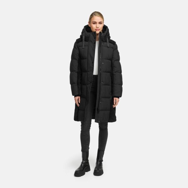 Navahoo Funkelteddy Damen Winter Steppmantel Parka  Schwarz-Größe S - Gr. 36