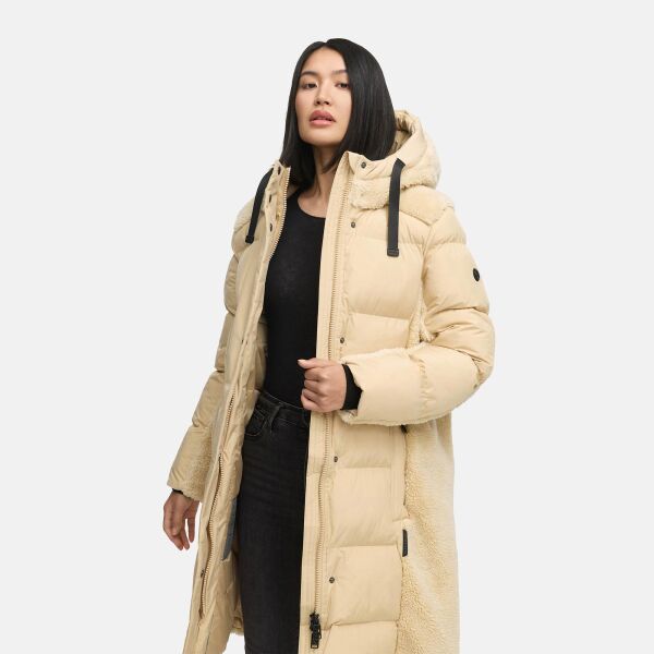 Navahoo Funkelteddy Damen Winter Steppmantel Parka  Beige -Größe XS - Gr. 34