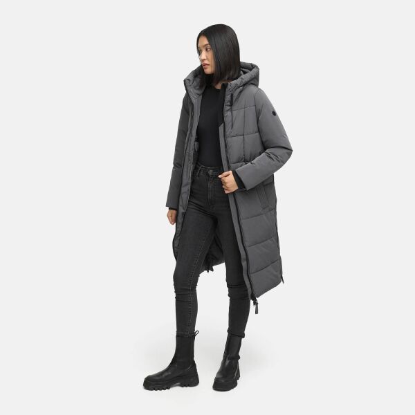 Navahoo Herbstnebel Damen Winter Steppmantel lang  Anthrazit Größe M - Gr. 38