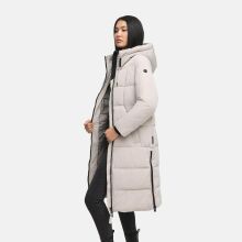 Navahoo Herbstnebel Damen Winter Steppmantel lang  Light Grey Größe XXL - Gr. 44