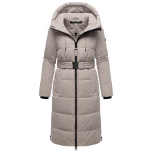 Navahoo Herbstnebel Damen Winter Steppmantel lang  Light Grey Größe XXL - Gr. 44