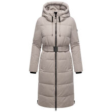 Navahoo Herbstnebel Damen Winter Steppmantel lang  Light Grey Größe XXL - Gr. 44