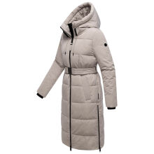 Navahoo Herbstnebel Damen Winter Steppmantel lang  Light Grey Größe XXL - Gr. 44