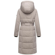 Navahoo Herbstnebel Damen Winter Steppmantel lang  Light Grey Größe XXL - Gr. 44