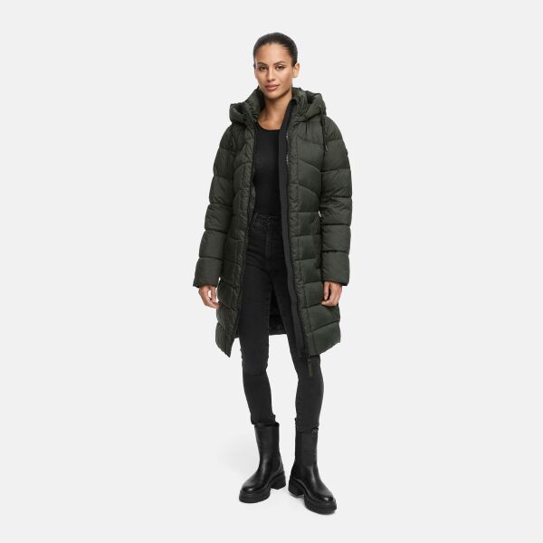 Marikoo Kaltnäschen Damen Winter Steppmantel Jacke  Dark Olive-Größe S - Gr. 36