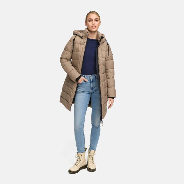 Marikoo Kaltnäschen Damen Winter Steppmantel Jacke  Taupe Grey-Größe XL - Gr. 42
