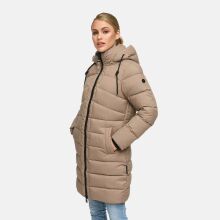 Marikoo Kaltnäschen Damen Winter Steppmantel Jacke  Taupe Grey-Größe XL - Gr. 42