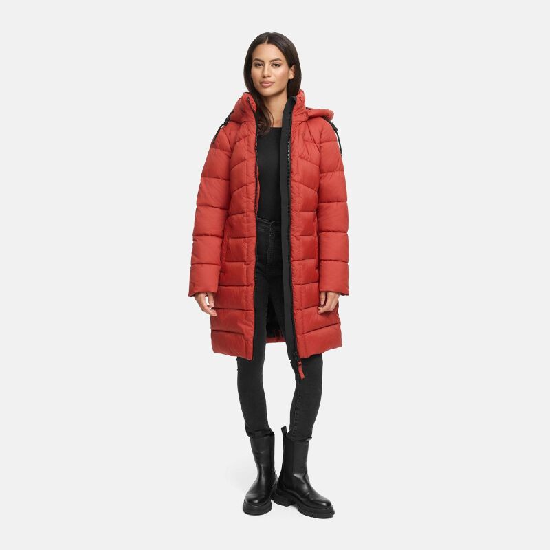 Marikoo Kaltn&auml;schen Damen Winter Steppmantel Jacke  Dark Terracotta-Gr&ouml;&szlig;e L - Gr. 40
