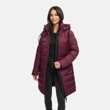 Marikoo Kaltn&auml;schen Damen Winter Steppmantel Jacke  Wine-Gr&ouml;&szlig;e XL - Gr. 42