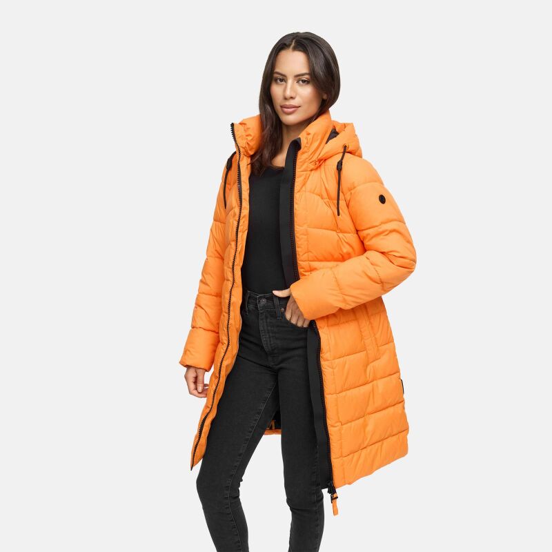 Marikoo Kaltnäschen Damen Winter Steppmantel Jacke  Orange-Größe L - Gr. 40