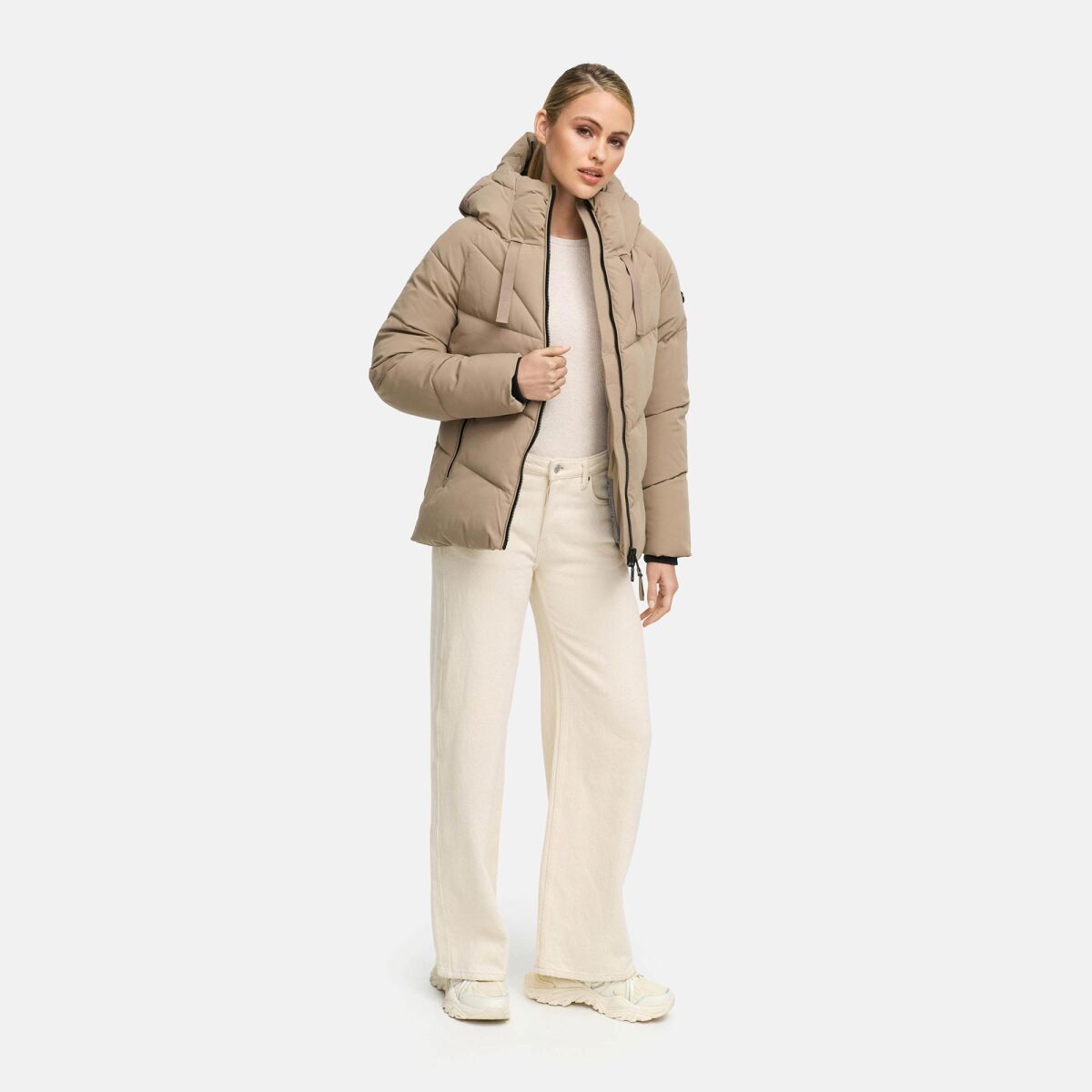 Marikoo Kwamee Damen WInter Herbst Steppjacke Taupe Grey Größe M - Gr. 38