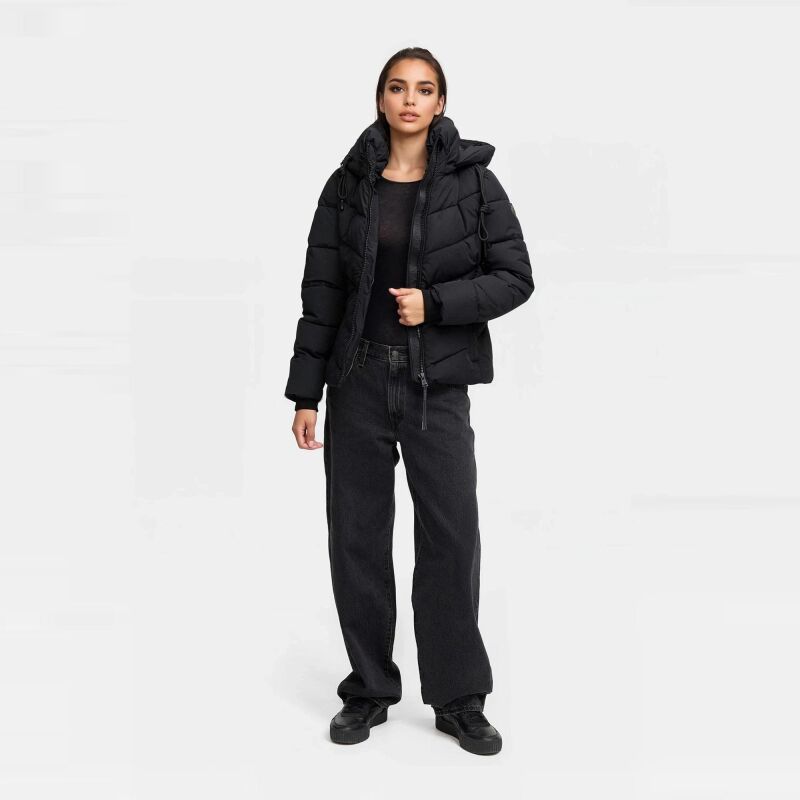 Marikoo Sahnemausii Damen Winter Steppjacke Schwarz