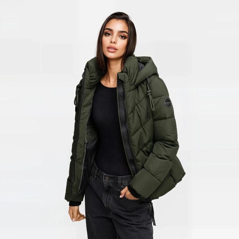Marikoo Sahnemausii Damen Winter Steppjacke Dark Olive