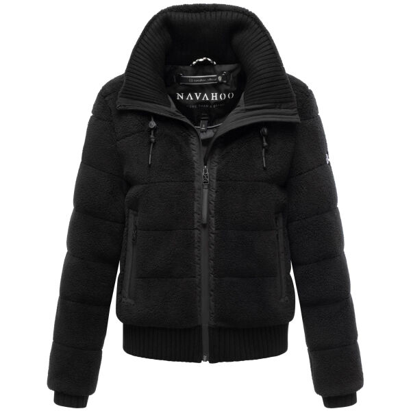 Navahoo Schneepuder Damen Herbst Winter flauschige Teddyfell Jacke gefüttert  Schwarz-Größe M - Gr. 38