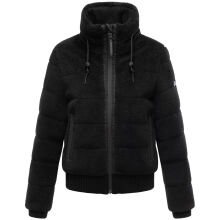 Navahoo Schneepuder Damen Herbst Winter flauschige Teddyfell Jacke gefüttert  Schwarz-Größe M - Gr. 38