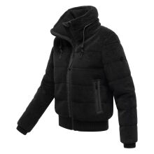 Navahoo Schneepuder Damen Herbst Winter flauschige Teddyfell Jacke gefüttert  Schwarz-Größe M - Gr. 38