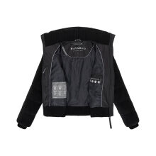 Navahoo Schneepuder Damen Herbst Winter flauschige Teddyfell Jacke gefüttert  Schwarz-Größe M - Gr. 38