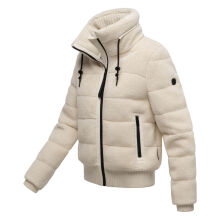 Navahoo Schneepuder Damen Herbst Winter flauschige Teddyfell Jacke gef&uuml;ttert  Offwhite-Gr&ouml;&szlig;e M - Gr. 38