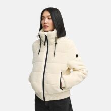 Navahoo Schneepuder Damen Herbst Winter flauschige Teddyfell Jacke gefüttert  Offwhite-Größe XL - Gr. 42