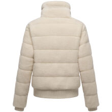 Navahoo Schneepuder Damen Herbst Winter flauschige Teddyfell Jacke gefüttert  Offwhite-Größe XL - Gr. 42