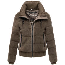 Navahoo Schneepuder Damen Herbst Winter flauschige Teddyfell Jacke gef&uuml;ttert  Stone Brown-Gr&ouml;&szlig;e M - Gr. 38
