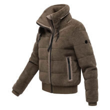 Navahoo Schneepuder Damen Herbst Winter flauschige Teddyfell Jacke gef&uuml;ttert  Stone Brown-Gr&ouml;&szlig;e M - Gr. 38