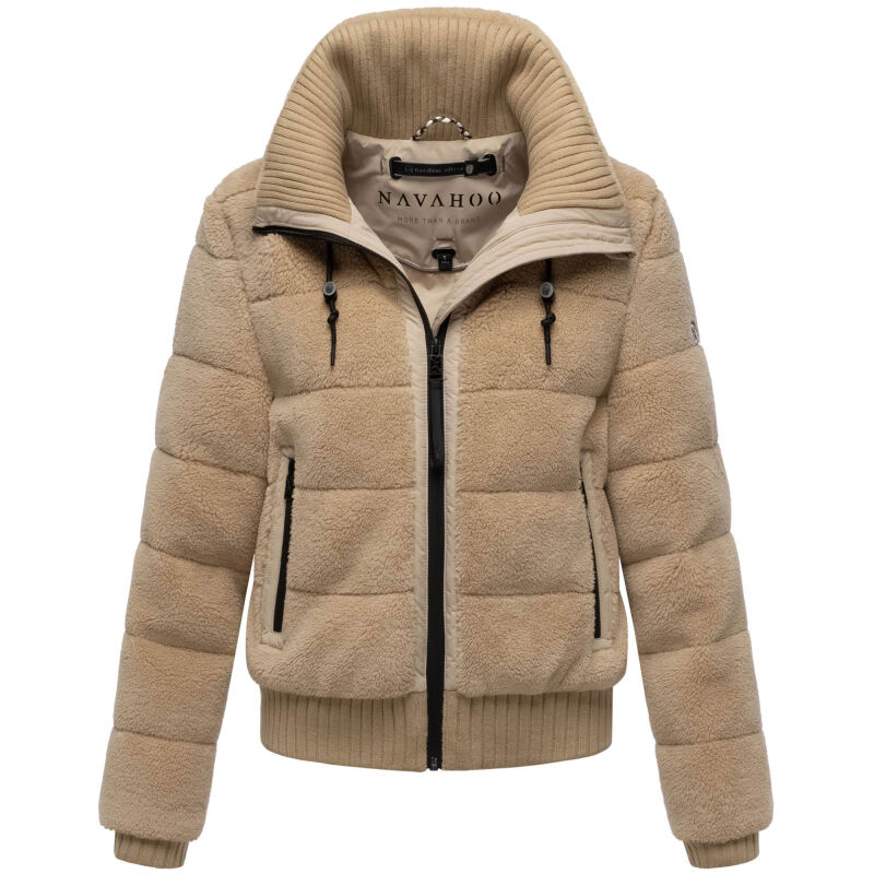 Navahoo Schneepuder Damen Herbst Winter flauschige Teddyfell Jacke gefüttert Beige