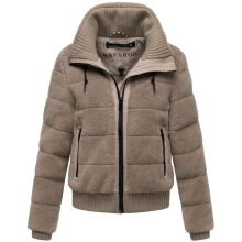 Navahoo Schneepuder Damen Herbst Winter flauschige Teddyfell Jacke gef&uuml;ttert  Light Taupe-Gr&ouml;&szlig;e XL - Gr. 42