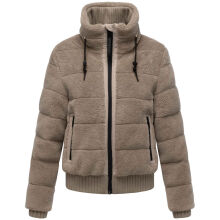 Navahoo Schneepuder Damen Herbst Winter flauschige Teddyfell Jacke gef&uuml;ttert  Light Taupe-Gr&ouml;&szlig;e XL - Gr. 42