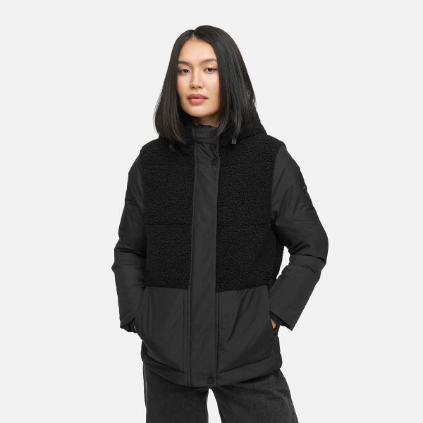 Marikoo Sheeta Damen Herbst Winter Teddyfell Jacke gefüttert  Schwarz Größe XXL - Gr. 44