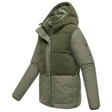 Marikoo Sheeta Damen Herbst Winter Teddyfell Jacke gef&uuml;ttert  Olive Leaf Gr&ouml;&szlig;e XL - Gr. 42