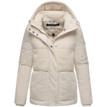 Marikoo Sheeta Damen Herbst Winter Teddyfell Jacke gef&uuml;ttert  Offwhite Gr&ouml;&szlig;e XXL - Gr. 44