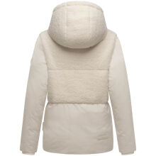 Marikoo Sheeta Damen Herbst Winter Teddyfell Jacke gef&uuml;ttert  Offwhite Gr&ouml;&szlig;e XXL - Gr. 44