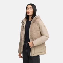 Marikoo Sheeta Damen Herbst Winter Teddyfell Jacke gef&uuml;ttert  Light Taupe Gr&ouml;&szlig;e M - Gr. 38