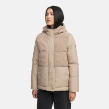 Marikoo Sheeta Damen Herbst Winter Teddyfell Jacke gef&uuml;ttert  Light Taupe Gr&ouml;&szlig;e M - Gr. 38