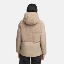 Marikoo Sheeta Damen Herbst Winter Teddyfell Jacke gef&uuml;ttert  Light Taupe Gr&ouml;&szlig;e M - Gr. 38