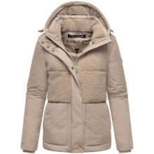 Marikoo Sheeta Damen Herbst Winter Teddyfell Jacke gef&uuml;ttert  Light Taupe Gr&ouml;&szlig;e M - Gr. 38