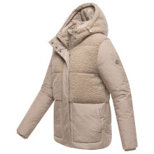 Marikoo Sheeta Damen Herbst Winter Teddyfell Jacke gef&uuml;ttert  Light Taupe Gr&ouml;&szlig;e M - Gr. 38