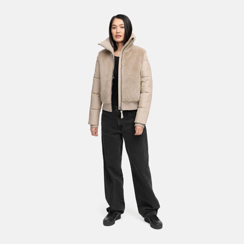 Navahoo Teddyzone Damen Winter Steppjacke gef&uuml;ttert Light Taupe-Gr&ouml;&szlig;e XXL - Gr. 44