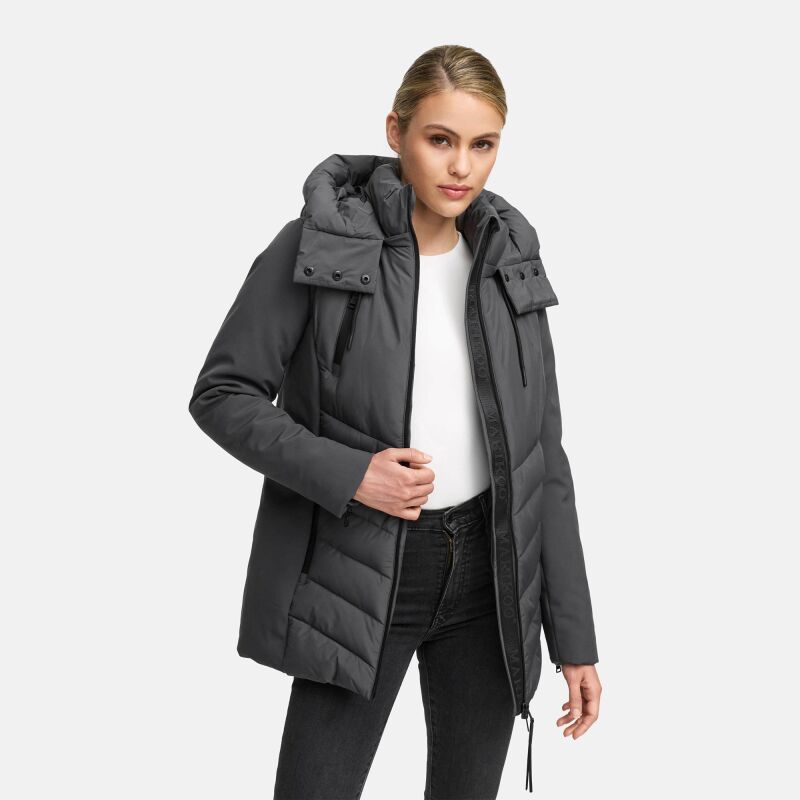 Marikoo Tivaa Damen Herbst Winter Steppjacke Anthrazit-Gr&ouml;&szlig;e XXL - Gr. 44