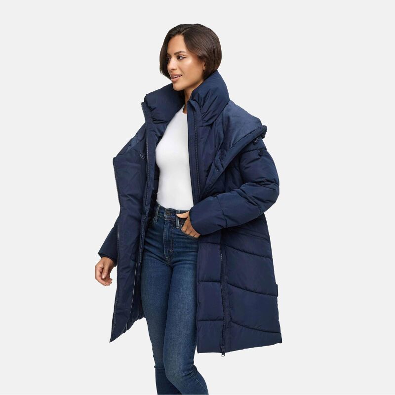 Marikoo Virenaa Damen Winter Steppjacke halblang Navy Größe L - Gr. 40