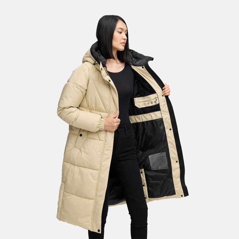 Marikoo Yaskaa Damen Herbst Winter Parka Jacke Beige Gr&ouml;&szlig;e XL - Gr. 42