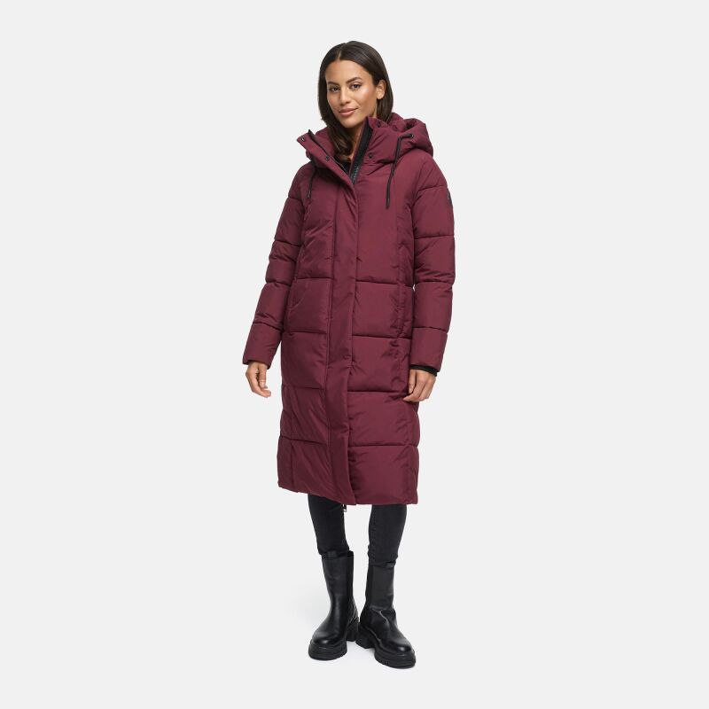 Marikoo Chumanii Damen Herbst Winter Steppmantel Parka lang Wine Größe S - Gr.36